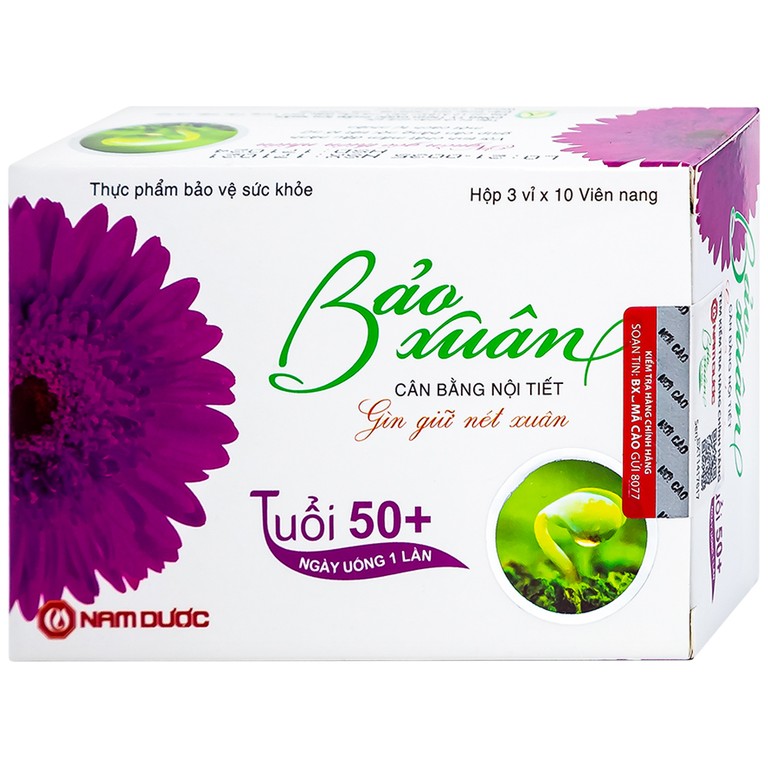 Viên uống Bảo Xuân Tuổi 50+ Nam Dược bổ sung và hỗ trợ cân bằng nội tiết tố nữ Estrogen 